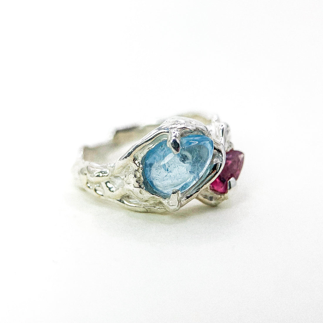 AQUAMARINE SPINEL SILVER RING