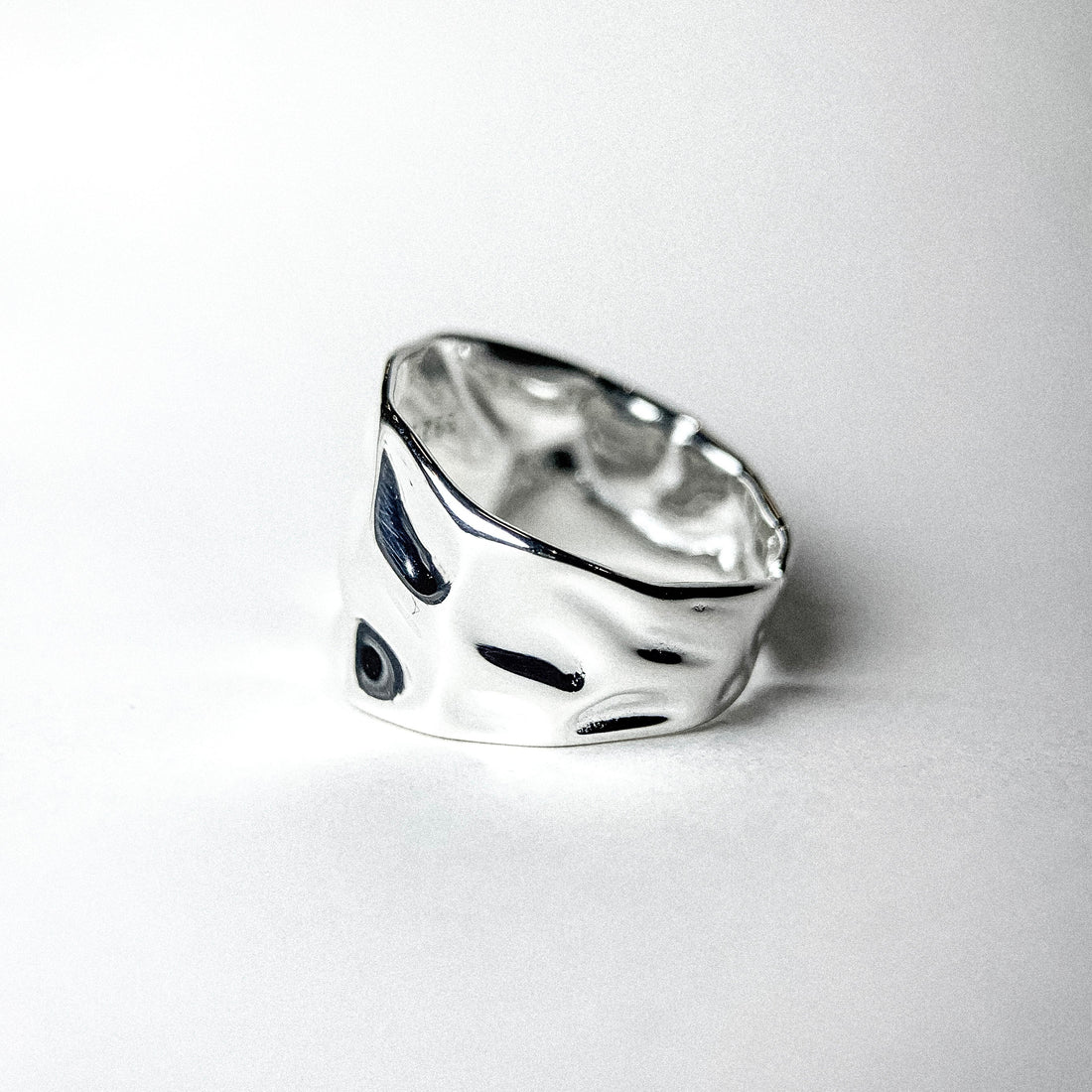 TEXTURE FOIL OPEN SILVER RING