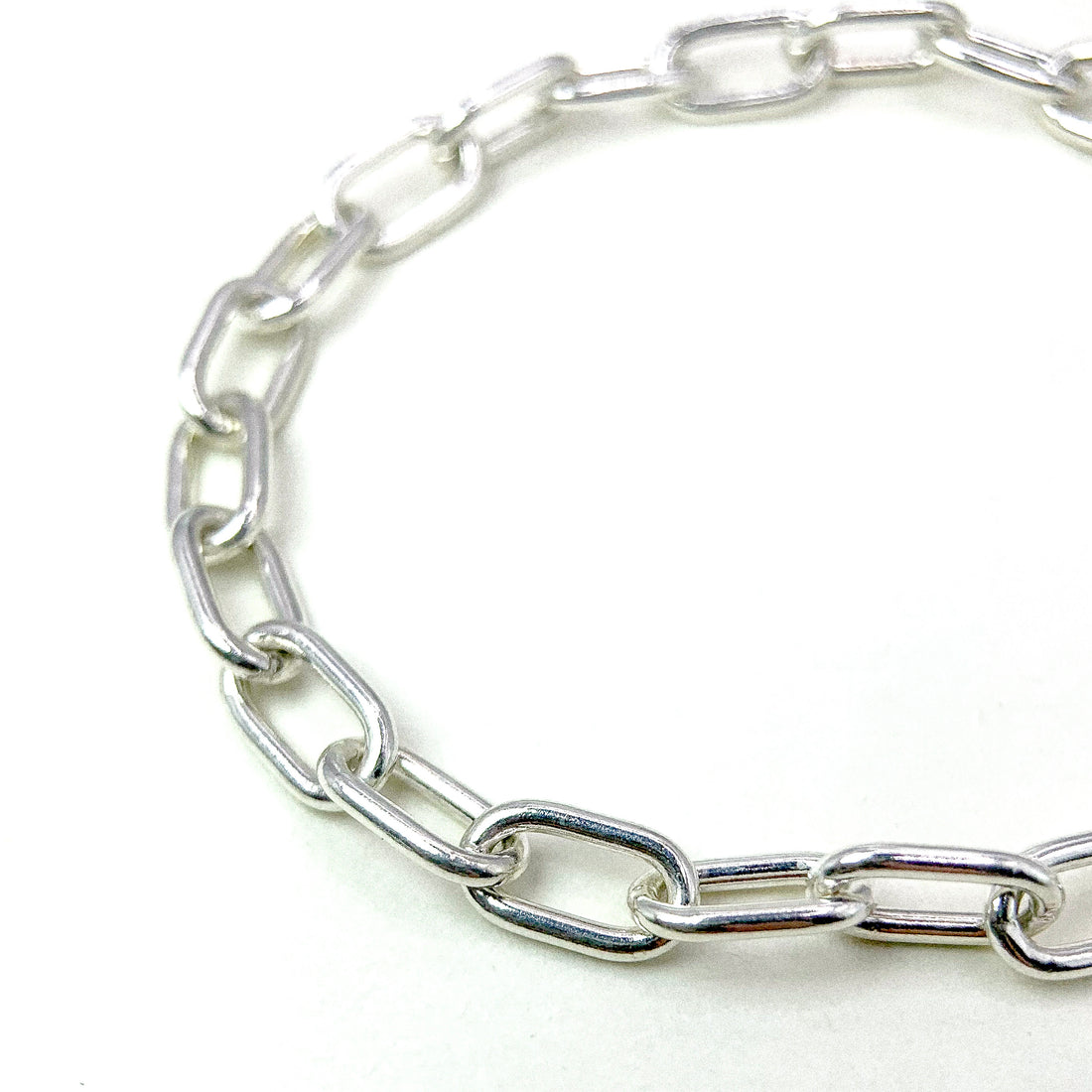 OVAL CHAIN POLE SILVER BRACELET