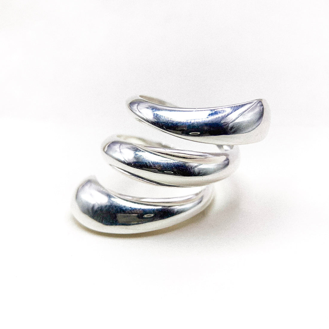 TRIPLE THICK TWIST SILVER RING