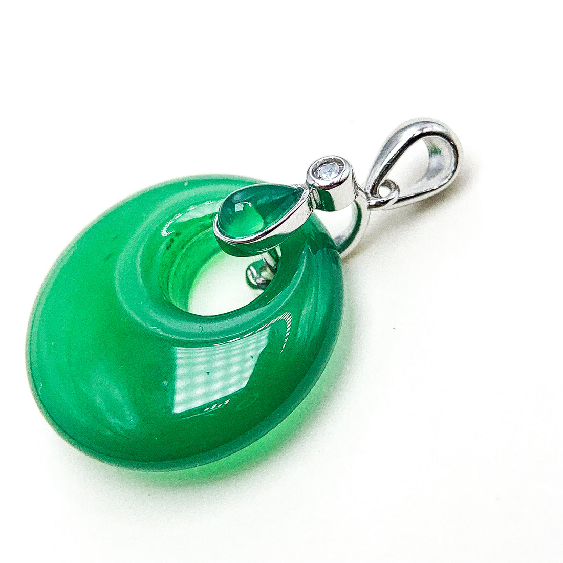 GREEN JADE DROP JADE SILVER PENDANT