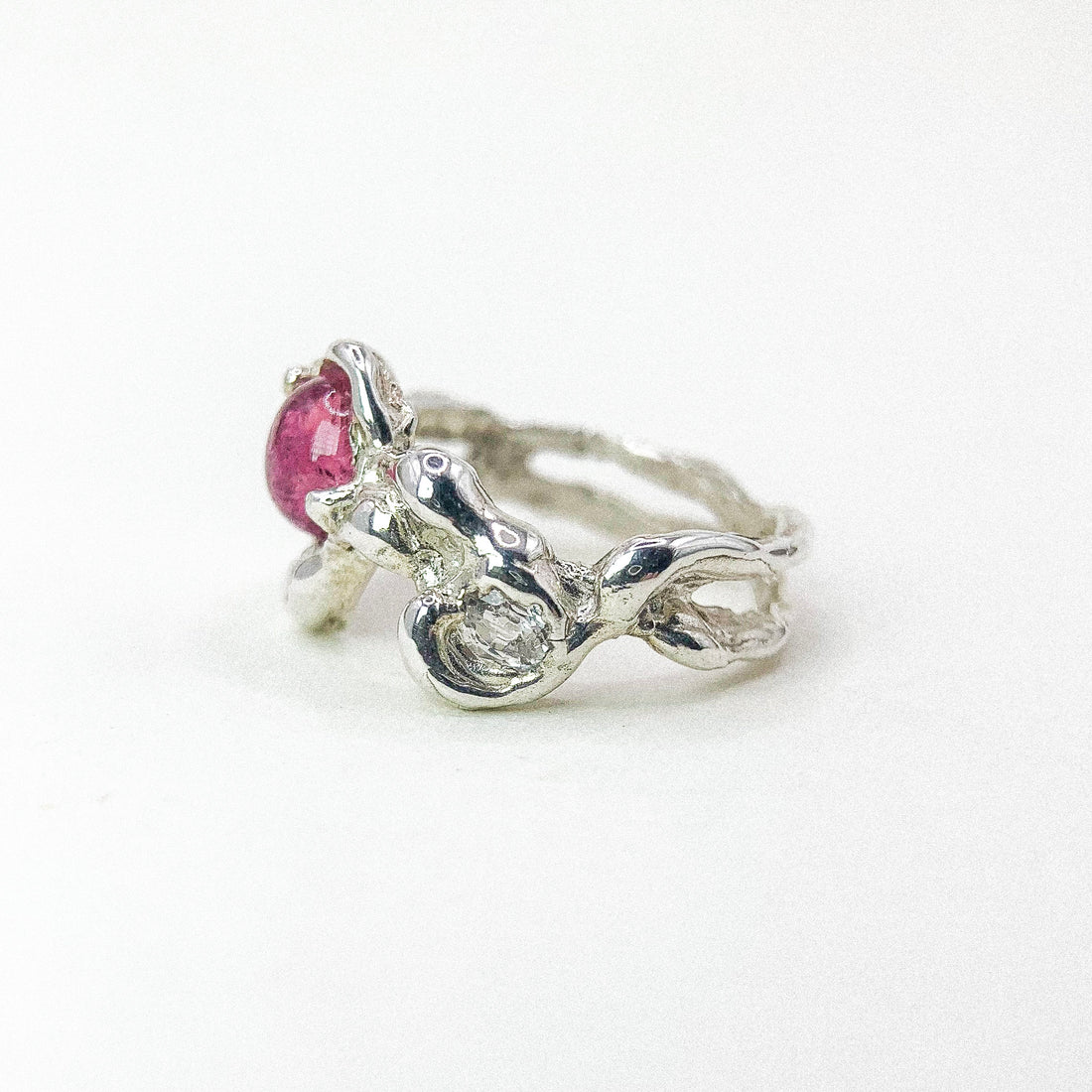 PINK TOURMALINE SILVER RING