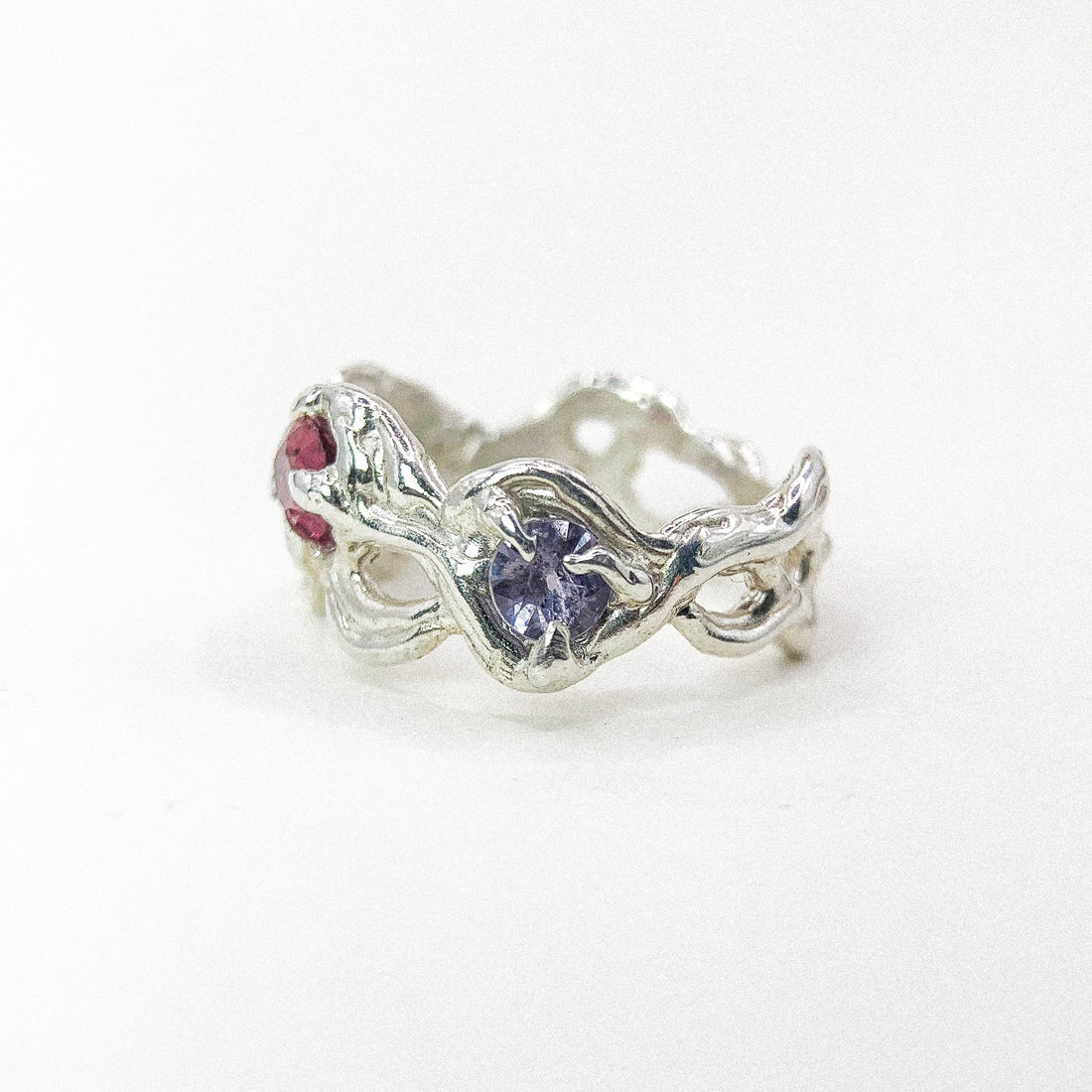 SPINEL THICK BAND SILVER RING