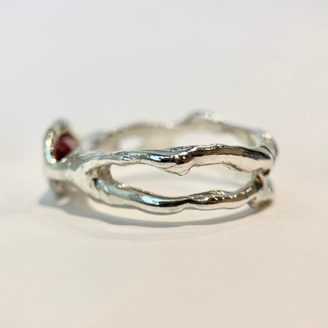 Crimson Fusion Silver Ring